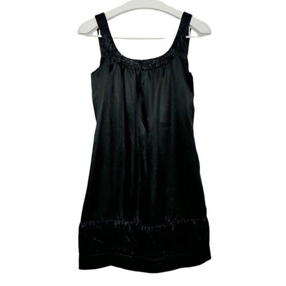 BEDO Black satin beaded backless shift dress - Picture 1 of 16